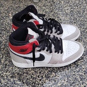 Nike Air Jordan - Stylish Red and Black Sneakers Grey Color Suade Material
